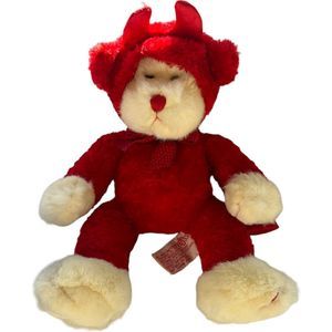 Valentine Devil Bear Russ Berrie Blaze Plush Stuffed Animal White & Red